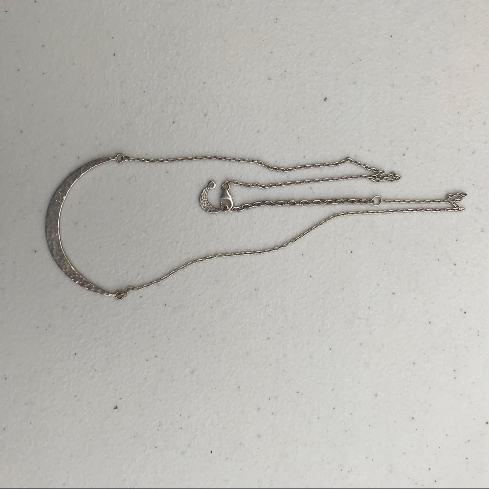 Silver Hammered Moon Necklace